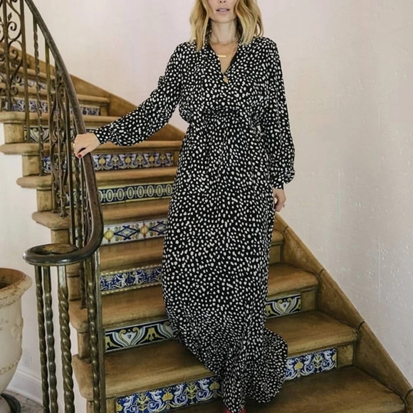 Anine Bing Silk Libby Maxi Dress Black XS NWT